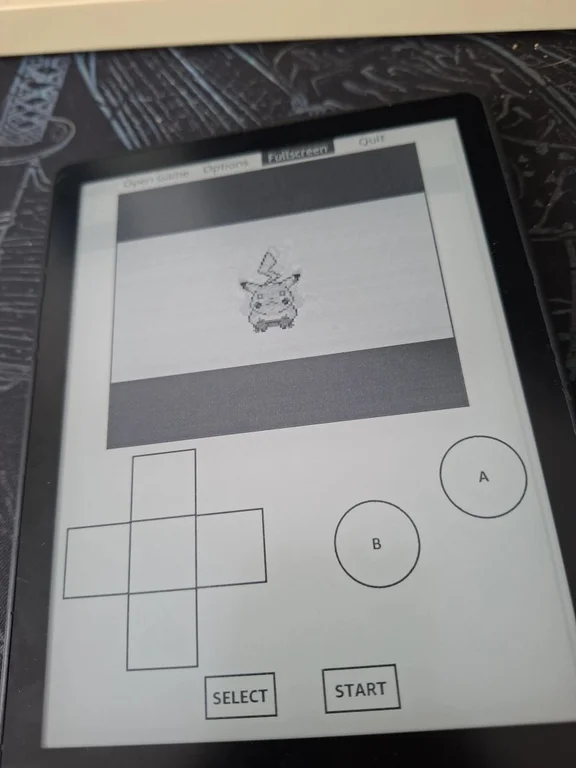 Kindle exibindo Pikachu em Pokémon Yellow